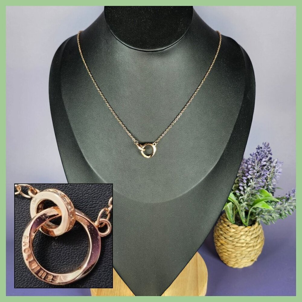 Interlocking Mobius Engraved Necklace‎ in Rose Gold (NWOT)